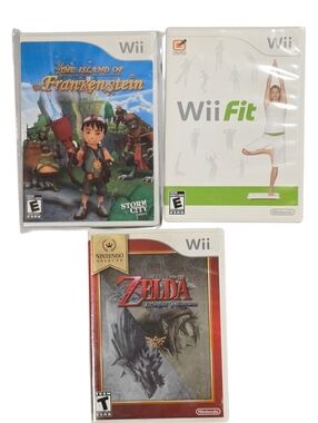Nintendo Wii Game Bundle - Wii Fit, Zelda, Frankenstein